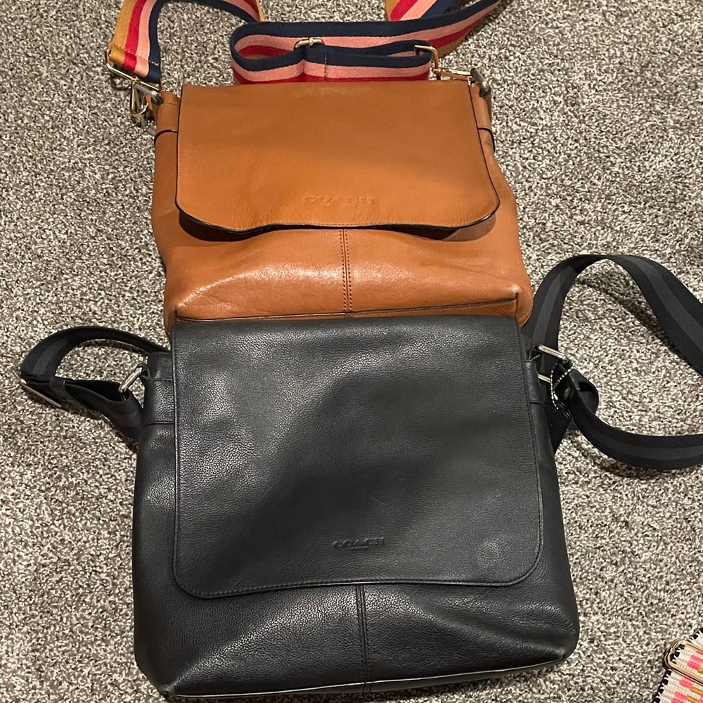 Authentic Coach Black and Tan Messenger cross body Bags.